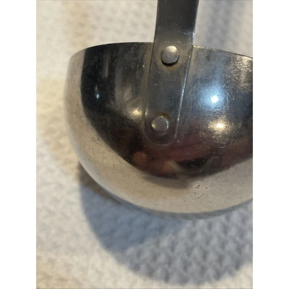Vintage Household Stainless Steel Soup Ladle - Black Handle - USA Made